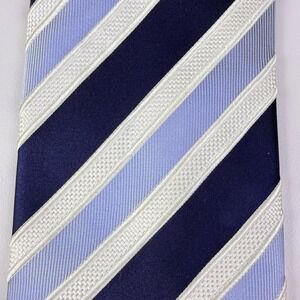 Donald J Trump Signature Collection Silk Mens Tie Navy Blue Light Blue Striped